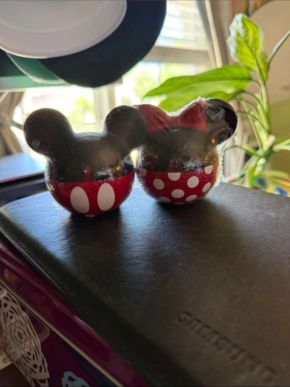 Disney-Inspired Red and Black Ceramic Mickey & Minnie Salt and Pepper Shakers